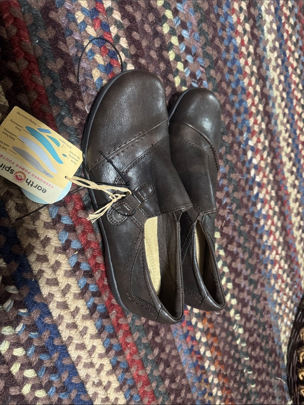 Earth Spirit Dark Brown Leather Slip-Ons